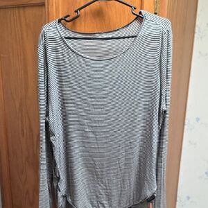 LOFT Black & White Striped Long-Sleeve Tee